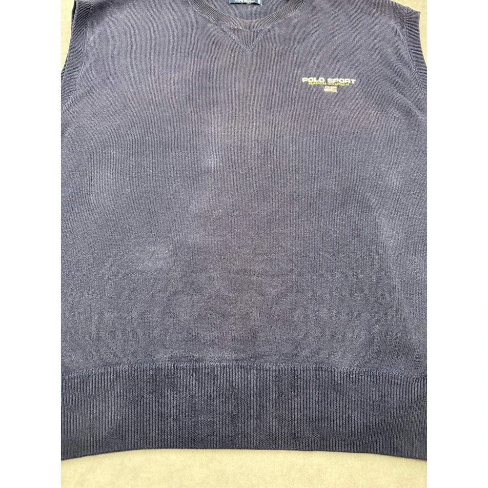 Vintage Polo Sport Ralph Lauren Sweater Vest Mens 2XL Knit USA Flag 90s‎